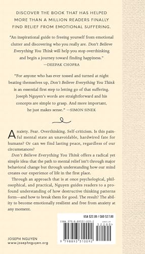 Don't Believe Everything You Think (Expanded Edition): Why Your Thinking Is The Beginning & End Of Suffering (Graduation Gift) (Books By Joseph Nguyen)
