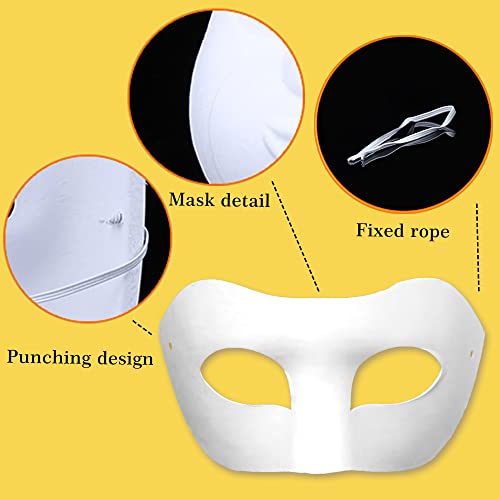 16PCS DIY White Masquerade Mask Paintable Paper Mache Mask White Half Face Masks for Mardi Gras Cosplay Masquerade Dance P...
