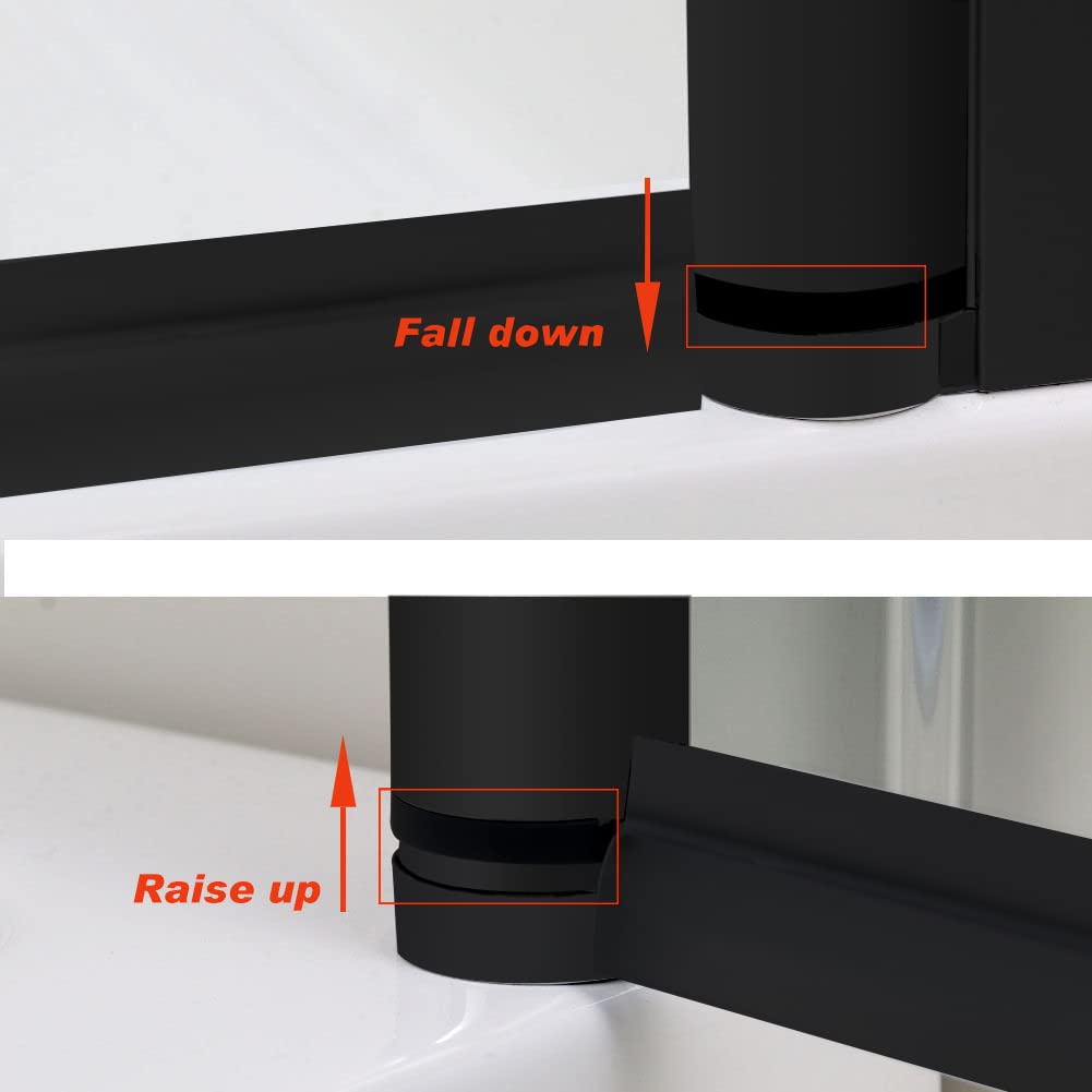 SUNNY SHOWER Adjustable 33.5-35 in. W x 72 in. H Frameless Pivot Shower Door,Matte Black Hardware Finish, Certified Clear Tempered Glass Shower Enclosure