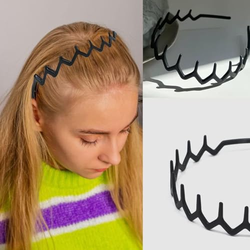 ULTIMUTE 8 PCS Fashion No Slip Effortless Plastic Headbands with Teeth Comb Black Skinny Hair Accessories Bands for Women ...