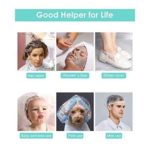 Auban 100PCS Disposable Shower Caps, Plastic Clear Hair Cap Large Thick Waterproof Bath Caps for Women, Hotel Travel Essentials Accessories Deep Conditioning Hair Care Cleaning Supplies(20.5")