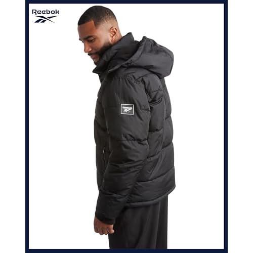 Reebok Mens Winter Jacket - Thick Heavyweight Ski Winter Coat - Warm Insulated Quilted Hooded Puffer Coat for Men