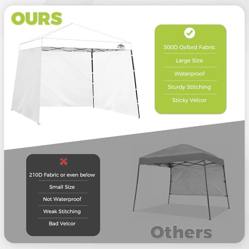 FLAGLY Slant Leg Canopy Sidewall - 3 Pack 300D Waterproof Attachable Tent Wall for 10x10ft Canopy, Privacy Shade for Outdo...
