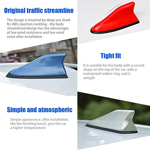 Car Shark Fin Antenna Cover, Roof Aerial Base AM/FM Radio Signal for Car SUV Truck, Vehicle Shark Fin Shape Cover with Adh...