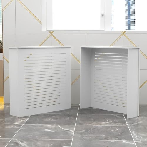 Usknxiu MDF Radiator Cover for Home White Louvered Grill Radiator Shelf Cabinet, Wood Heating Radiators Cover Living Room Heating Decorative Hide Cluttered Pipes,40" Lx10 Wx32 H/100x25x80cm