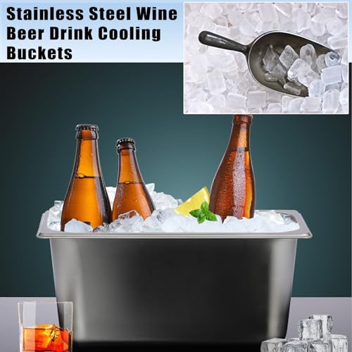 OwnMy 2PCS Ice Buckets for Parties, Stainless Steel Ice Bucket for Freezer, Metal Ice Cubes Bins Storage Container for Fre...
