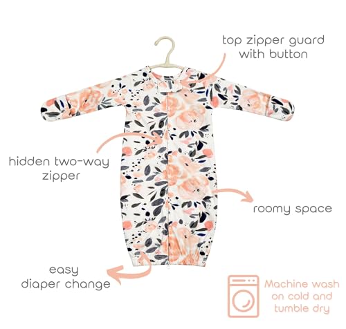 Vollmic Baby Sleep Sack 0-12 Months Newborn Sleeping Bag 100% Cotton Wearable Blanket 0.5 TOG 2 Packs
