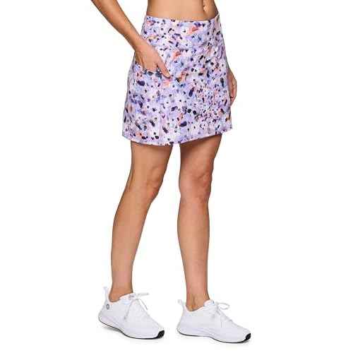 RBX Active Women's Fashion Stretch Knit Flat Front Golf/Tennis Athletic Skort with Attached Bike Short and Pockets