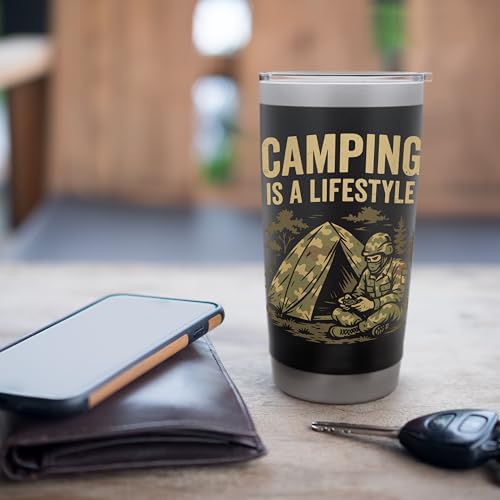Camping Lifestyle Funny Outdoors Survival Gamer Humor Gaming Stainless Steel Insulated Tumbler