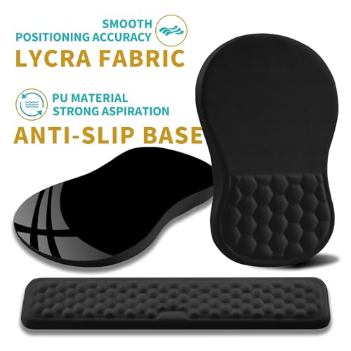 Hokafenle 2 in 1 Ergonomic Mouse Pad Wrist Support & Wrist Rest for Computer Keyboard Set, with Relieve Carpal Tunnel Pain...