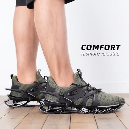 Men's Trail Runners Fashion Sneakers Breathable Mesh Running Shoes Blade Non Slip Casual Athletic Walking Shoes