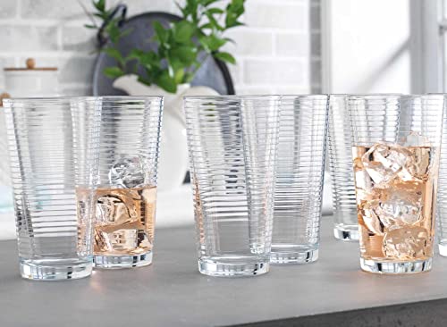 Glaver's Drinking Glasses Set of 10 Highball Glass Cups, Premium Quality 17 Oz. Coolers, Ribbed Glassware. Ideal for Wate...