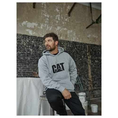 Caterpillar Men's Trademark Hoodies with Embroidered CAT Front Logo, S3 Cord Management System, and Pouch Pocket