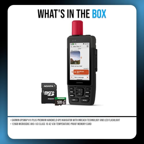 Garmin GPSMAP H1i Plus Premium Handheld GPS Navigator with inReach Technology Bundle with 128GB MicroSD Card (2-Items)