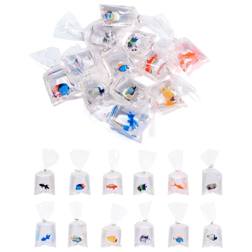 KISSITTY 24pcs Water Bag Charms Resin Fish Goldfish 12 style Pendants Dangles Decorations for DIY Necklaces Bracelets Earr...
