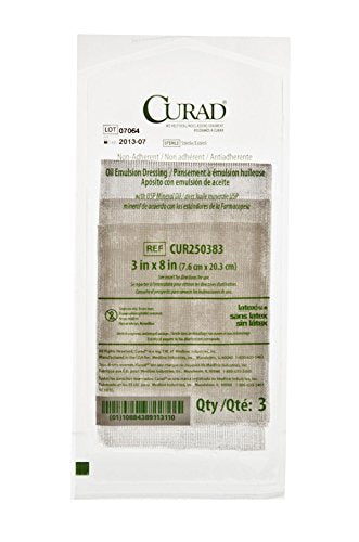 CURAD Sterile Non-Adherent Oil Emulsion Gauze Dressing, 3" x 8", Perfect for Wound Care, Pack of 648