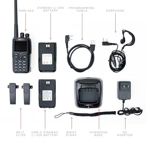 BTECH DMR-6X2 DMR & Analog Dual Band Two-Way Radio (USB-C Battery) – 7W VHF/UHF (136-174MHz & 400-480MHz), Encryption, GP...
