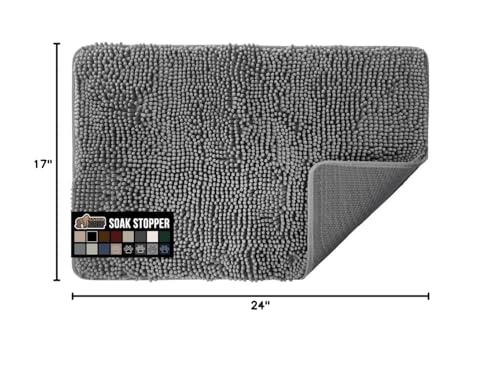 GORILLA GRIP Dog Doormat, Absorbent Doormats for Muddy Dogs Paws, Machine Washable Soakstopper Rugs, Cleaner Floors, US Designed Pet Bed Door Mat, Indoor Entrance Pets Rug, Mats 24x17 Gray