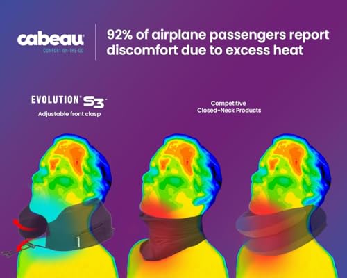 Cabeau Airplane Travel Pillow for Long Flights - Evolution S3 - Supportive Memory Foam with Seat Straps to Secure Your Head and Neck and Provides 360° Support (Steel Grey)