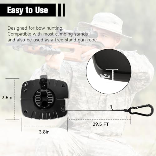 Upgraded Ultra Silent Retractable Bow and Gear Hoist - 30FT Quietest Safety System for Tree Stand Hunting, Essential Hunti...