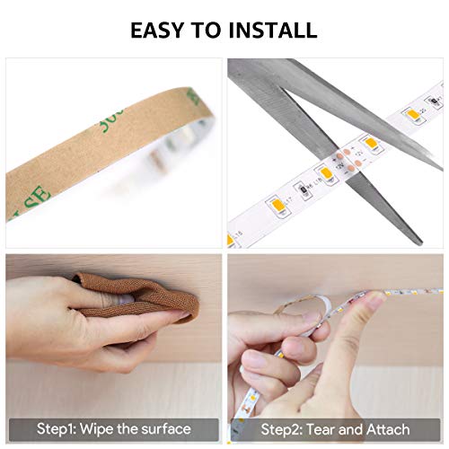 Lepro LED Strip Light White, 16.4Ft Dimmable Vanity Lights, 3000K Super Bright LED Tape Lights, 300 LEDs SMD 2835, Strong ...