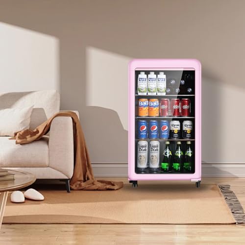 HAILANG Retro Beverage Refrigerator Cooler, 3.2 Cu.ft Mini Fridge with Glass Door for Soda Beer Wine, Beverage Cooler Pref...