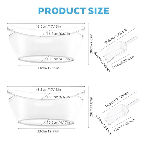 Ice Bucket 2 PCS for Parties 5.5 Liter Large Clear Champagne Beer Tub Mimosa Bar Supplies Kit Acrylic Plastic Wine Beverag...