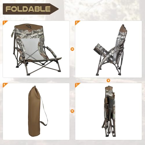 TR Low Camping Chair,Low Lawn Chairs for Concerts Lightweight Heavy Duty,Low Chair with Carry Bag for Outdoor Camping Trav...