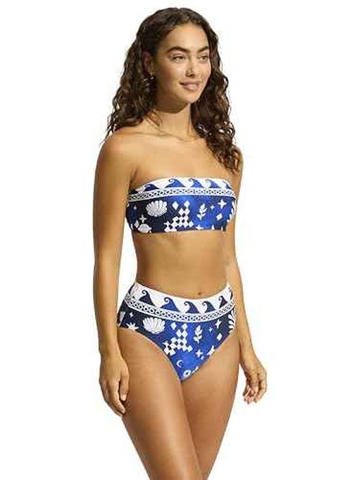 Seafolly Women's Standard Bandeau Tube Bikini Top Swimsuit, Corfu Azure