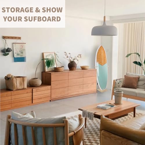 LINGVUM Surfboard Stand Rack, Sturdy Rack with Floor-Standing Design, Vertical Surfboard Holder, Storage & Display for Sho...