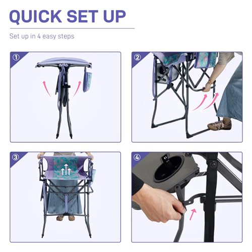 EVER ADVANCED Portable 30.7" Seat Height Tall Folding Chair Directors Chair High Foldable Bar Stool with Side Table for Ma...
