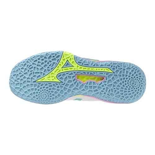 Mizuno Wave Stealth 2 Unisex Volleyball Shoe, White/Neo Lime, 15 US Men
