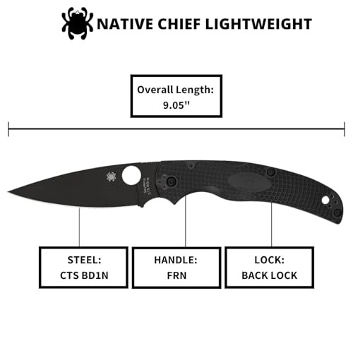 Spyderco Native Chief Folding Pocket Knife with 4” CTS BD1N Steel Blade and FRN Handle - EDC Knife for Men and Women, Perf...