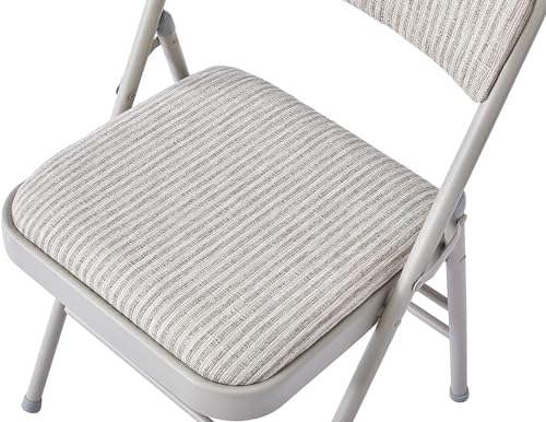 2 Pack Folding Chairs with Fabric Padded Cushion and Back, Commercial Grade Metal Chairs with Comfortable SOFT Fabric Cush...