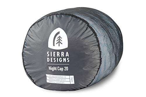 Sierra Designs Night Cap 20 Degree Sleeping Bags - Recycled Synthetic, Zipperless, Mummy Style Camping & Backpacking Sleep...