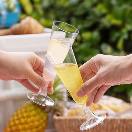 Soelomu 40 Pack Plastic Champagne Flutes, 5.5 OZ Disposable Wine Glasses Clear Mimosa Champagne Flutes for Party, Wedding,...