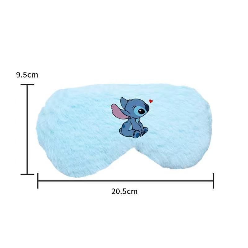 Cute Stitch Eye Masks for Sleep, Cartoon Plush Blindfold, Soft Funny Travel Eye Cover (Blue)