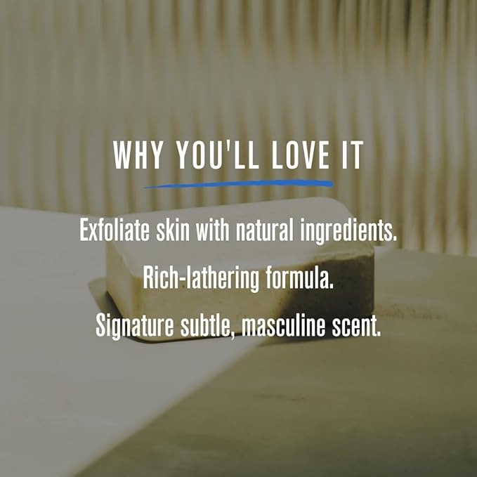 Baxter of California Men’s Exfoliating Body Bar Soap, Deep Cleansing & Moisturizing Formula with Cedarwood & Oak Moss, Buffs Away Dry Skin for All Skin Types, Paraben-Free, 7 Ounce