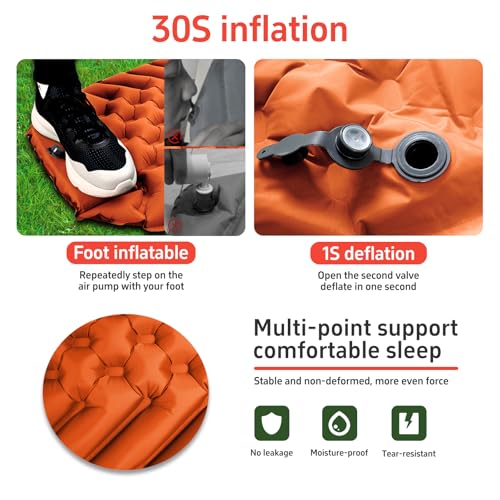 BUERTS Ultralight Camping Sleep Set: 620FP Down Sleeping Bag + 30s Quick-Inflate Mat & Pillow Combo, Portable & Ultralight...