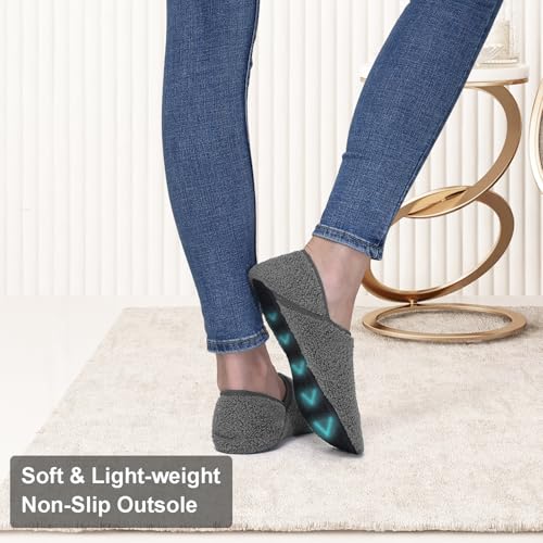 Womens Mens Slippers Fuzzy House Shoes Slipper Socks Rubber Sole Slip On Soft-Lightweight Non Slip Indoor/Outdoor