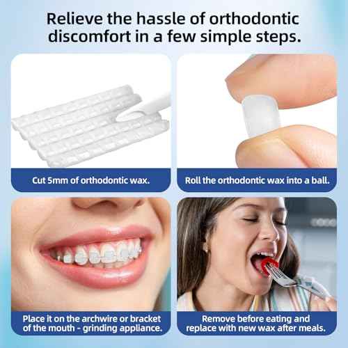 RAZOKO Orthodontic Wax for Braces Aligners Dental Wax Food Grade Orthodontic Wax Strips Precut Wax Dots