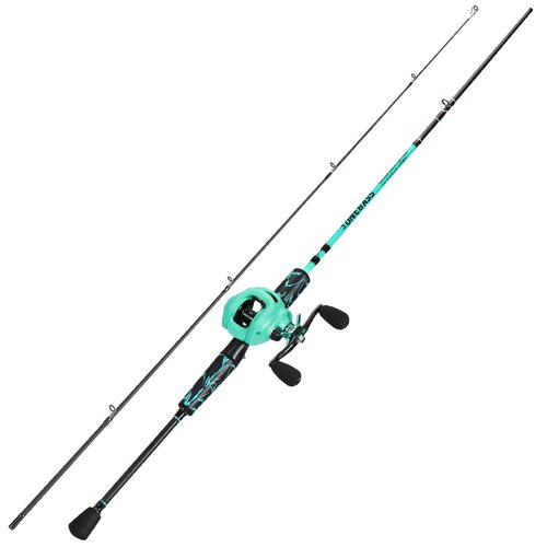 One Bass Fishing Rod and Reel Combo, IM6 Graphite 2Pc Blank Baitcasting Combo with SuperPolymer Handle- 7'0" with Right Handed Reel