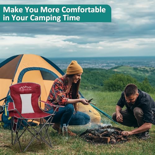 SAILARY Outdoor Folding Camping Chair with Cup Holder, Storage Bag, Large Anti-Sink Feet, 325lbs Capacity, Breathable Mesh...