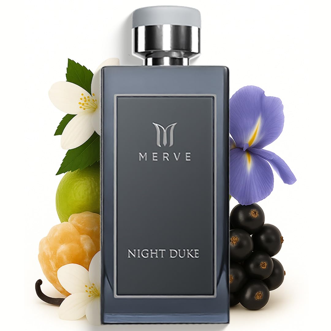 Merve Night Duke Premium Long Lasting Fragrance Luxury Scent For Men | Citrus, Musk, Amber | Perfumes For Men | 3.4 Ounces