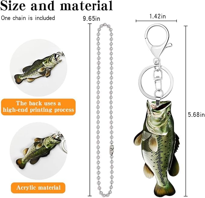 Mifoneix Fisherman Fishing Big Bass Creative 2d Flat Keychain Mother'S Day Gift Father's Day Gift