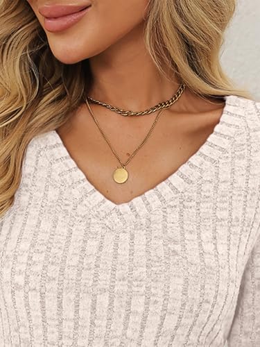 AUTOMET Womens Sweater Dresses Winter Long Sleeve Fall Fashion 2026 V Neck A-Line Flowy Mini Casual Dress Comfy Work Clothes