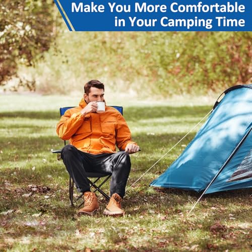 SAILARY Folding Camping Chair with Cup Holder, 225lbs Capacity, Portable Foldable Chair with Large Anti-Sink Feet, PE Coat...