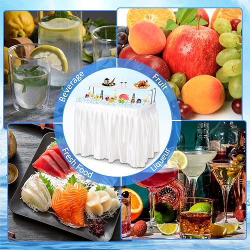 Dragosum Outdoor Cooler Table with Drain and Shelf, Folding Ice Cooler Table with Matching Skirt, Portable Table Coolers 4...