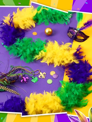 BOARDFEB 6 Ft Light Up Feather Boa for Party Mardi Gras Halloween Costume Christmas Tree and Home Decoration