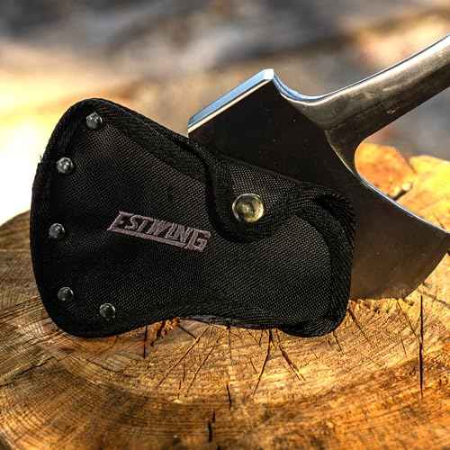 ESTWING Special Edition Sportsman's Axe - 14" Camping Hatchet with Forged Steel Construction & Genuine Leather Grip - E24ASEA